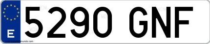 Ejemplo de matrícula española 5290 GNF