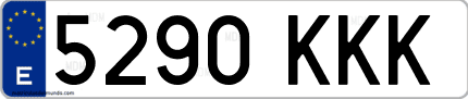 Ejemplo de matrícula de coche ordinaria 5290 KKK