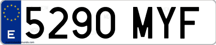 Ejemplo de matrícula de coche ordinaria 5290 MYF