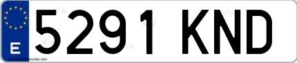 Ejemplo de matrícula española 5291 KND