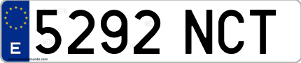 Ejemplo de matrícula de coche ordinaria 5292 NCT