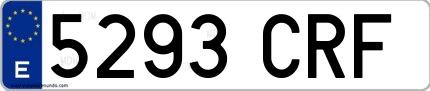 Ejemplo de matrícula española 5293 CRF