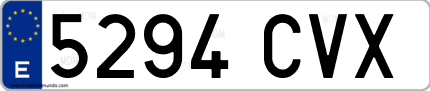 Ejemplo de matrícula de coche ordinaria 5294 CVX