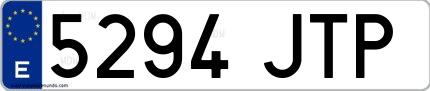 Ejemplo de matrícula española 5294 JTP
