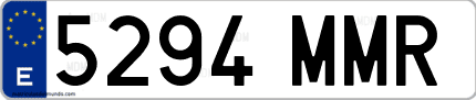 Ejemplo de matrícula de coche ordinaria 5294 MMR