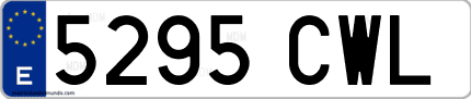 Ejemplo de matrícula de coche ordinaria 5295 CWL