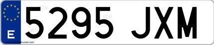 Ejemplo de matrícula española 5295 JXM