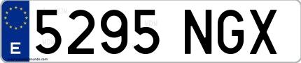 Ejemplo de matrícula española 5295 NGX