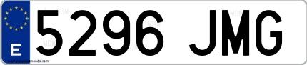 Ejemplo de matrícula española 5296 JMG