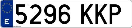 Ejemplo de matrícula española 5296 KKP
