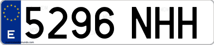 Ejemplo de matrícula de coche ordinaria 5296 NHH