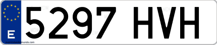 Ejemplo de matrícula de coche ordinaria 5297 HVH