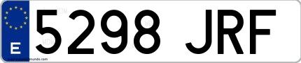 Ejemplo de matrícula española 5298 JRF