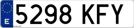 Ejemplo de matrícula española 5298 KFY
