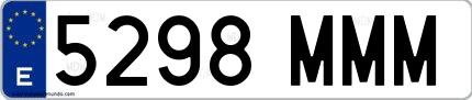 Ejemplo de matrícula española 5298 MMM