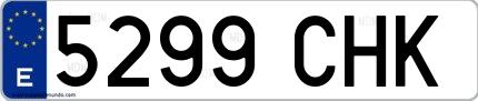 Ejemplo de matrícula de coche ordinaria 5299 CHK