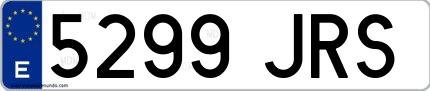 Ejemplo de matrícula española 5299 JRS