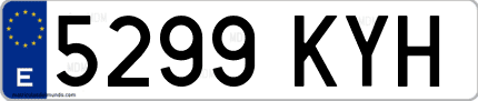 Ejemplo de matrícula de coche ordinaria 5299 KYH
