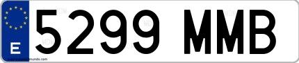 Ejemplo de matrícula española 5299 MMB