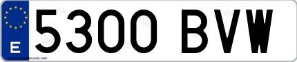 Ejemplo de matrícula española 5300 BVW