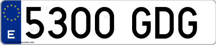 Ejemplo de matrícula de coche ordinaria 5300 GDG