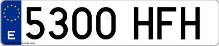 Ejemplo de matrícula española 5300 HFH