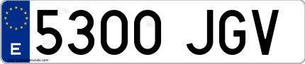 Ejemplo de matrícula española 5300 JGV