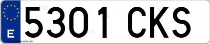 Ejemplo de matrícula española 5301 CKS