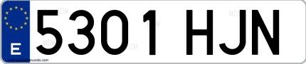Ejemplo de matrícula española 5301 HJN