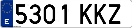Ejemplo de matrícula de coche ordinaria 5301 KKZ