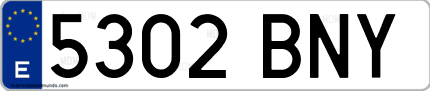 Ejemplo de matrícula de coche ordinaria 5302 BNY