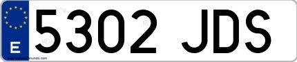 Ejemplo de matrícula de coche ordinaria 5302 JDS