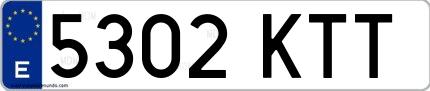 Ejemplo de matrícula española 5302 KTT