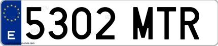 Ejemplo de matrícula española 5302 MTR