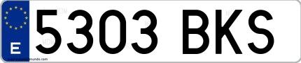 Ejemplo de matrícula española 5303 BKS