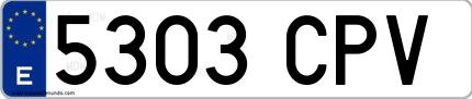 Ejemplo de matrícula española 5303 CPV
