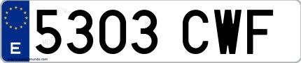 Ejemplo de matrícula española 5303 CWF