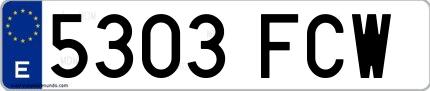 Ejemplo de matrícula española 5303 FCW