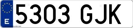 Ejemplo de matrícula española 5303 GJK