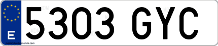 Ejemplo de matrícula de coche ordinaria 5303 GYC
