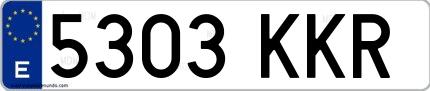 Ejemplo de matrícula española 5303 KKR