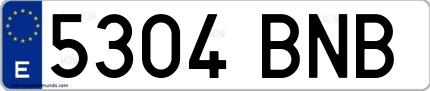 Ejemplo de matrícula española 5304 BNB