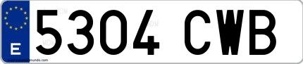 Ejemplo de matrícula española 5304 CWB