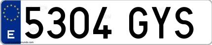 Ejemplo de matrícula española 5304 GYS