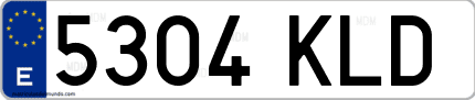 Ejemplo de matrícula de coche ordinaria 5304 KLD