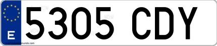 Ejemplo de matrícula española 5305 CDY