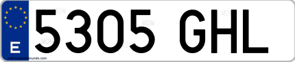 Ejemplo de matrícula de coche ordinaria 5305 GHL