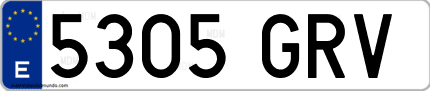 Ejemplo de matrícula de coche ordinaria 5305 GRV