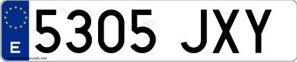 Ejemplo de matrícula española 5305 JXY