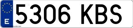 Ejemplo de matrícula española 5306 KBS
